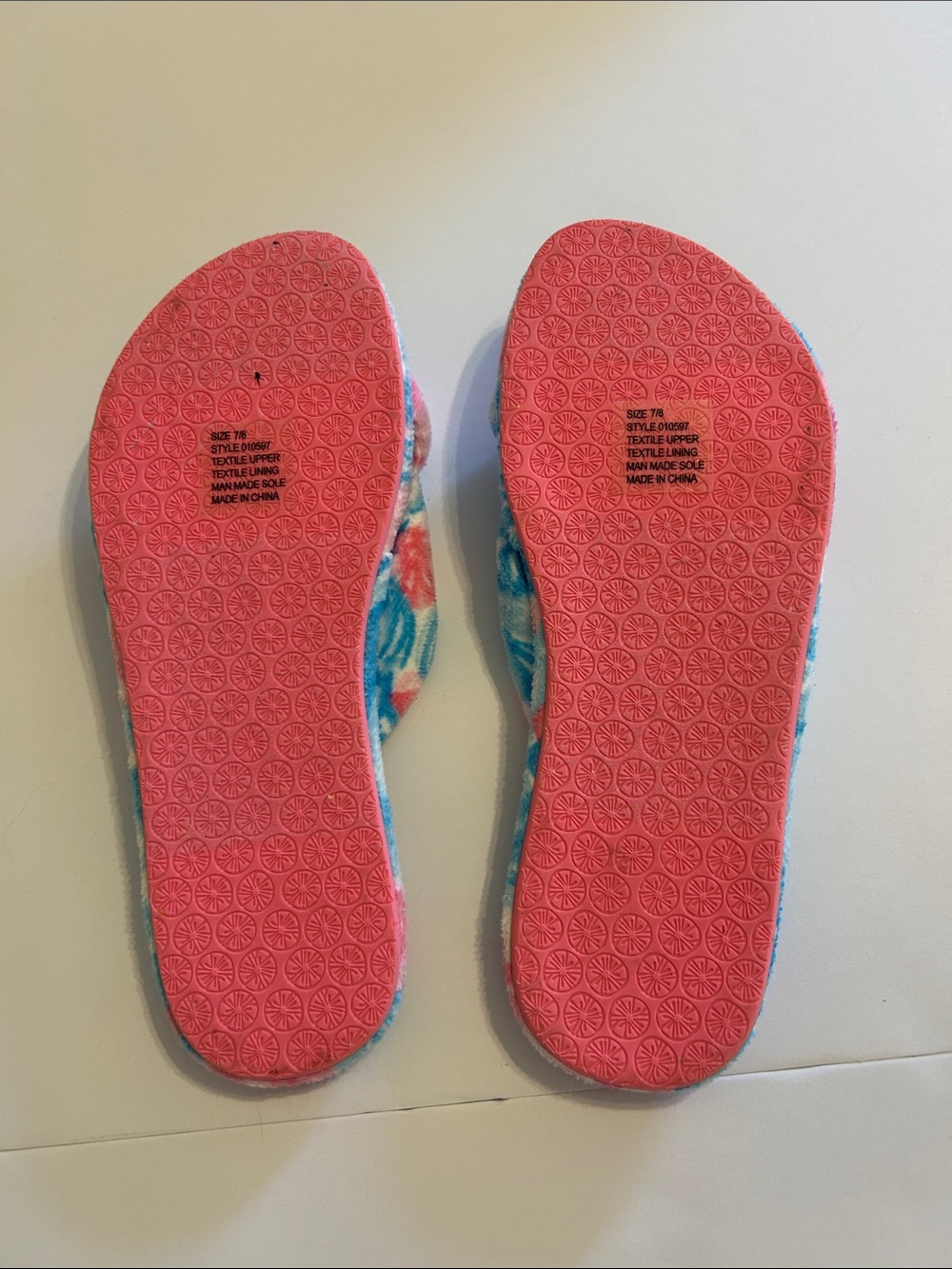 Lilly Pulitzer Blue Pink Floral Terrycloth Slipper Sandals - Picture 3 of 3